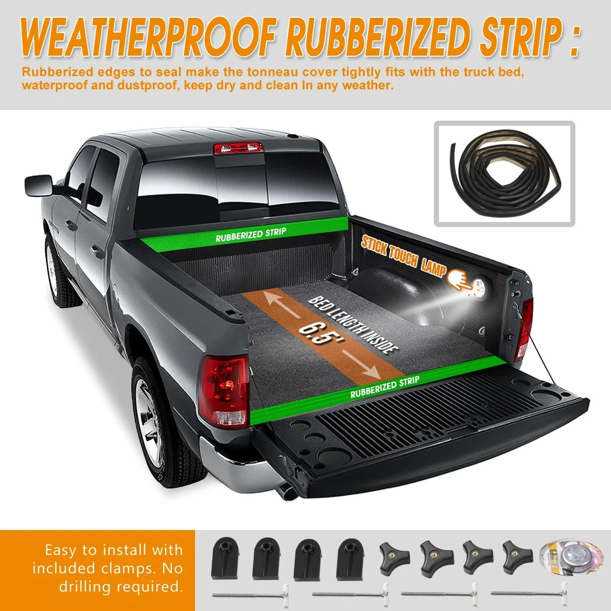 Vinyl Soft Top Tri-Fold Tonneau Cover for Silverado/Sierra (2007–2014) 6.5' Bed