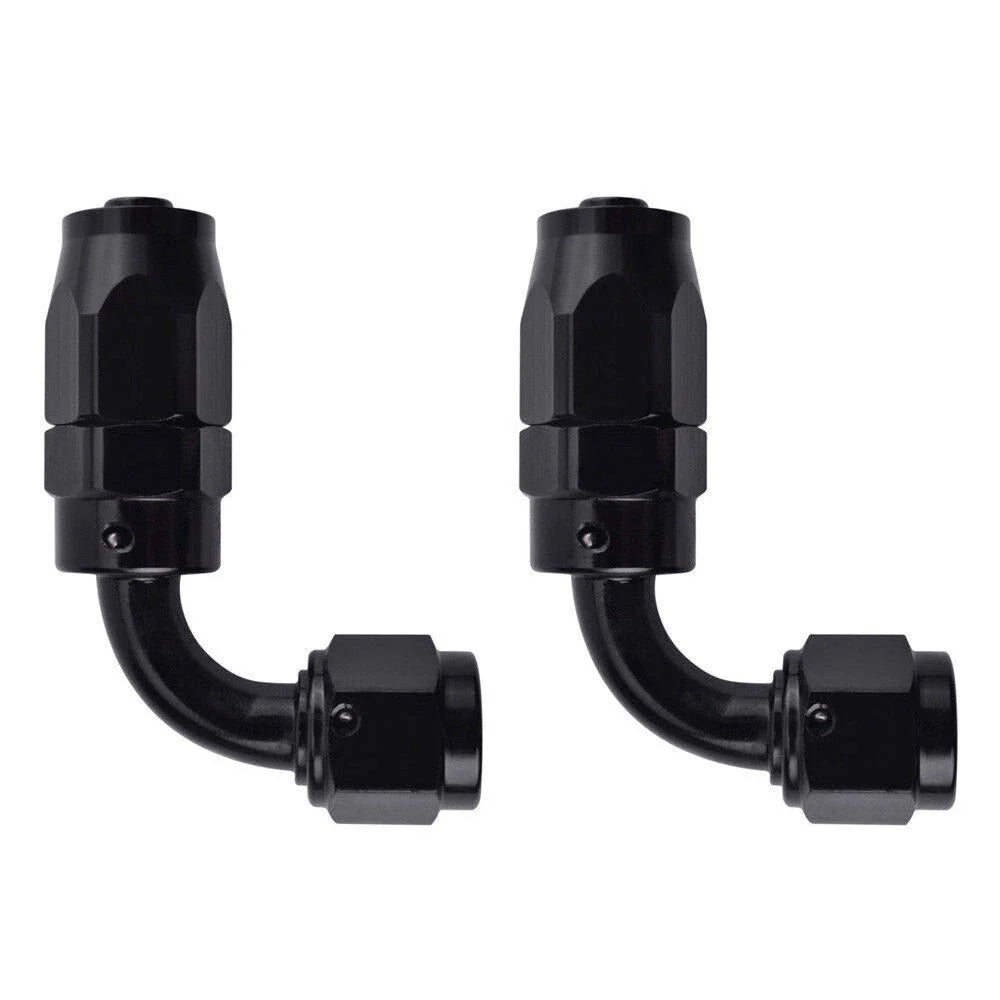 2Pcs AN6 90° Black Swivel Hose End Fitting Adaptor for Oil Fuel Line