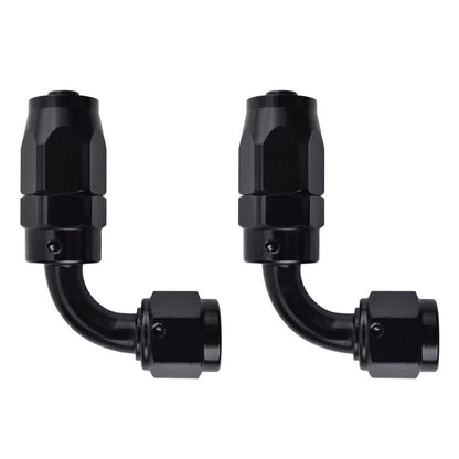 2Pcs AN6 90° Black Swivel Hose End Fitting Adaptor for Oil Fuel Line