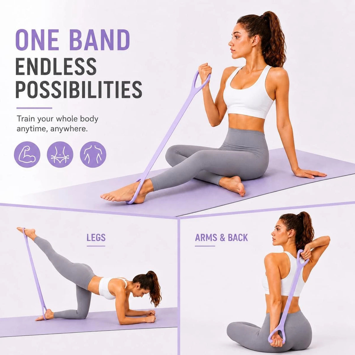 Upgraded Figure 8 Resistance Band with Handles, 35 lb Stretch Exercise