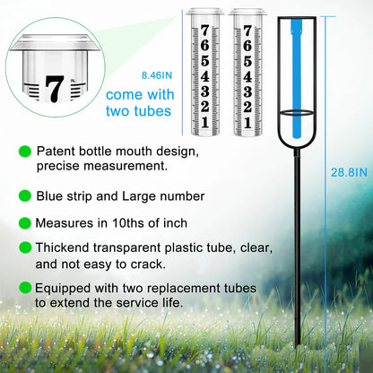 2X Large Freeze Proof Rain Gauge Outdoor with Dual Tubes