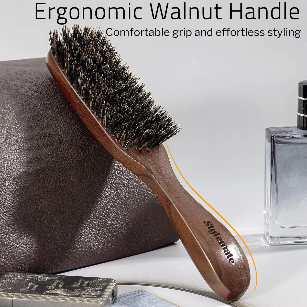 Boar Bristle Hair Brush for Men - Slick Back Styling Tool