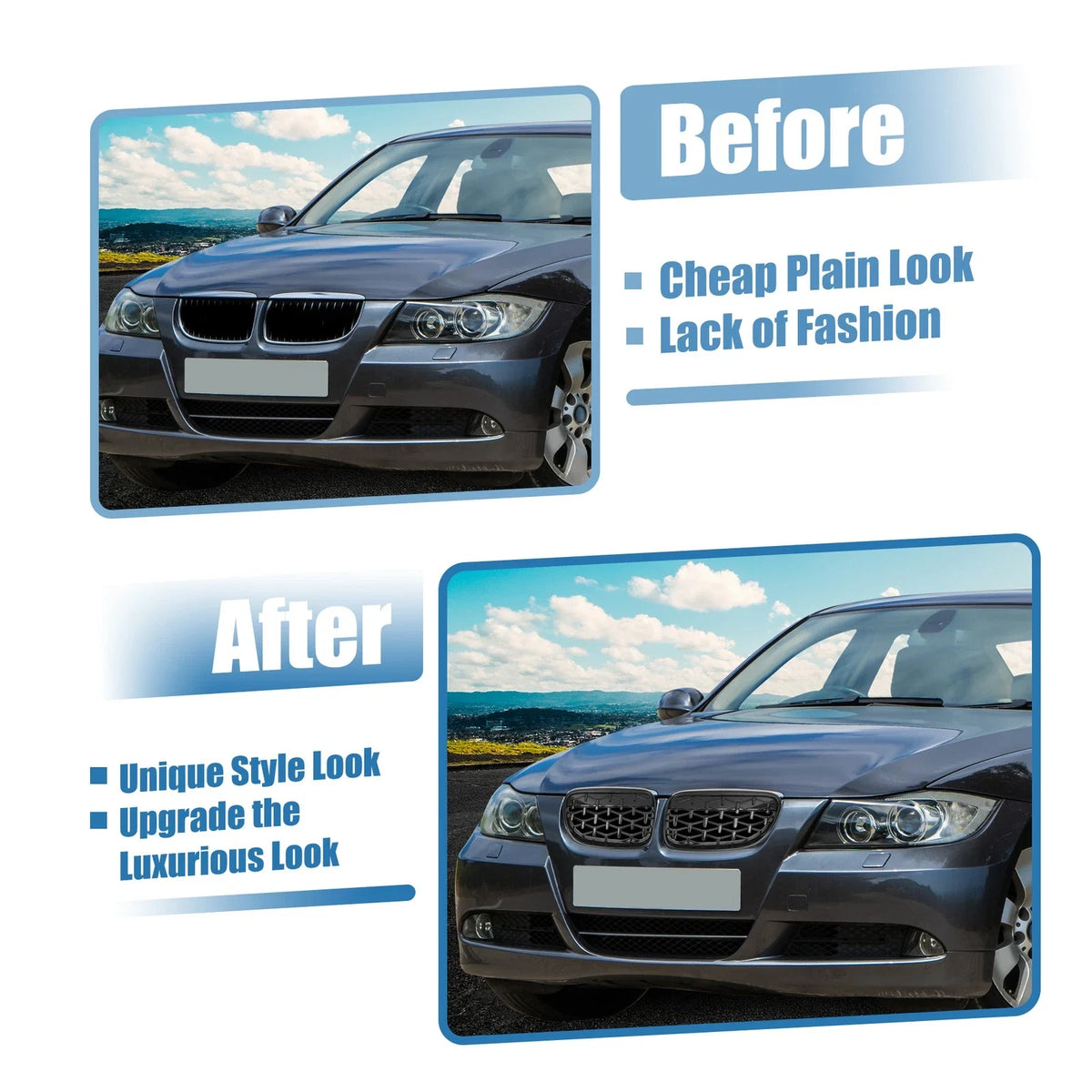 Grille for BMW 328i 335is 335i xDrive Black 1 Pair