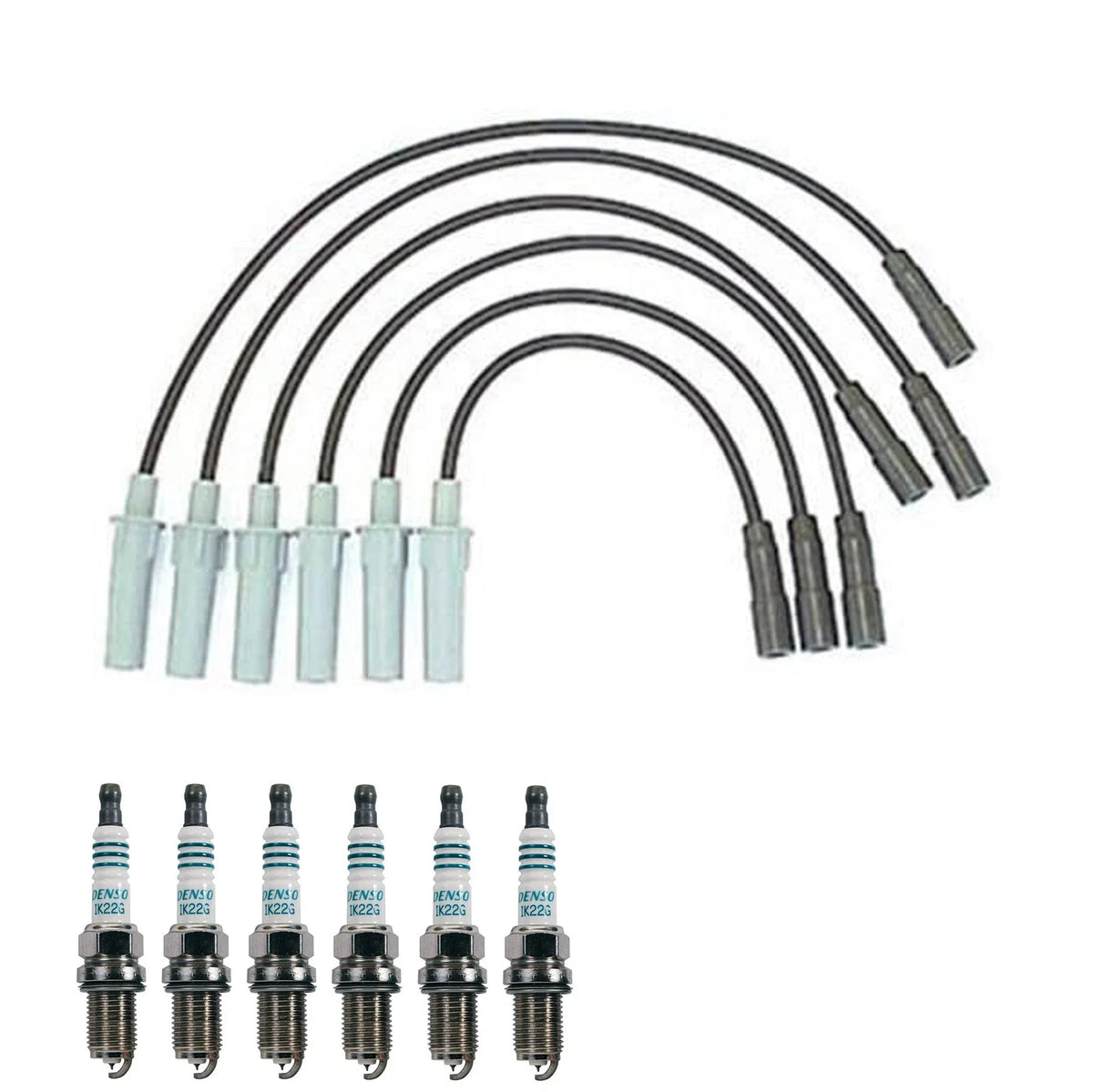 Denso 7mm Wire Set & 6 Iridium Power Spark Plugs Kit for Chrysler Dodge V6