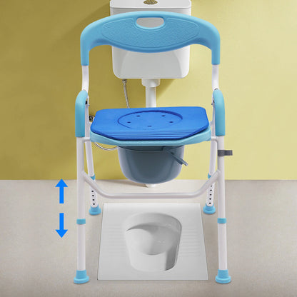 Portable Folding Commode Chair for Large Bedside Use (Adult Potty Shower Seat)