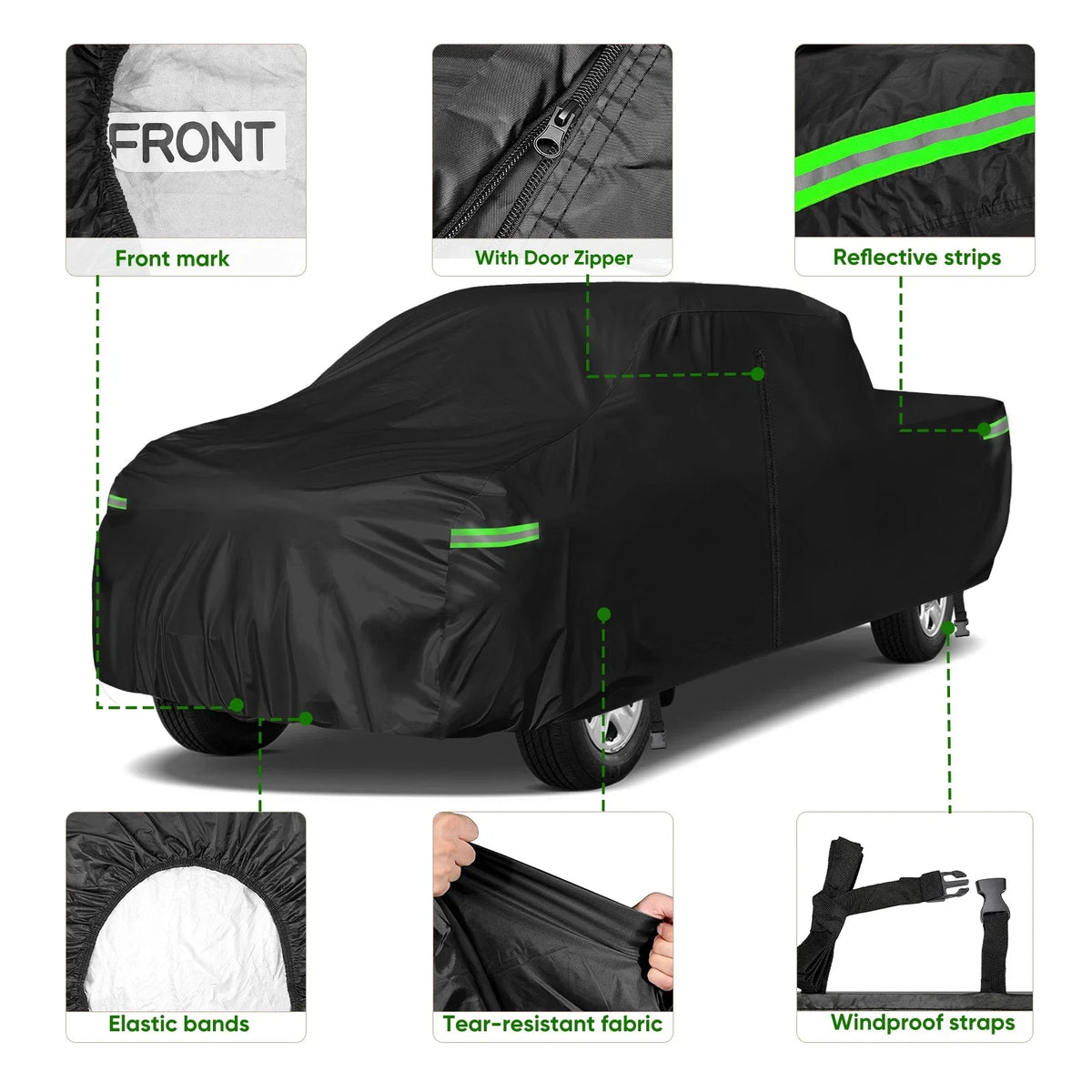 Car Cover for GMC Sierra (X-Large, Waterproof, All Weather, Zipper)