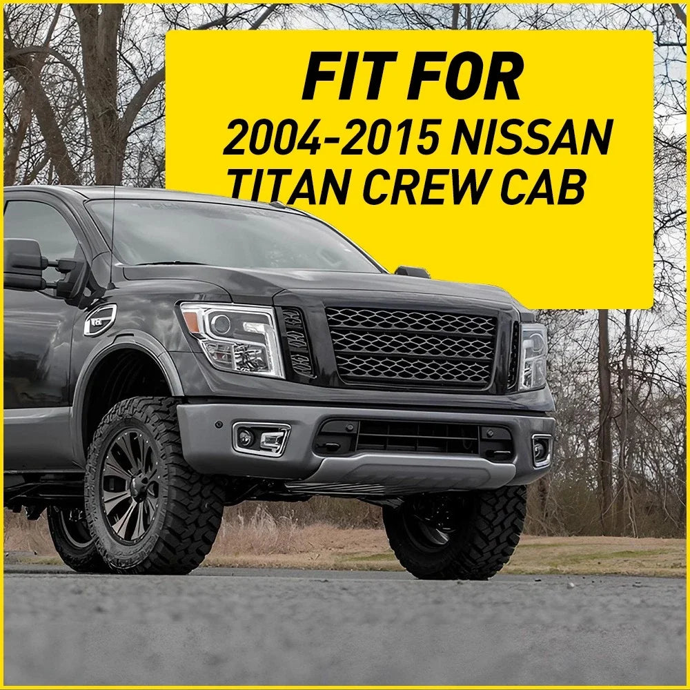 Set of 6 Door Trim Covers for Nissan Titan Crew Cab (2004–2015) Black