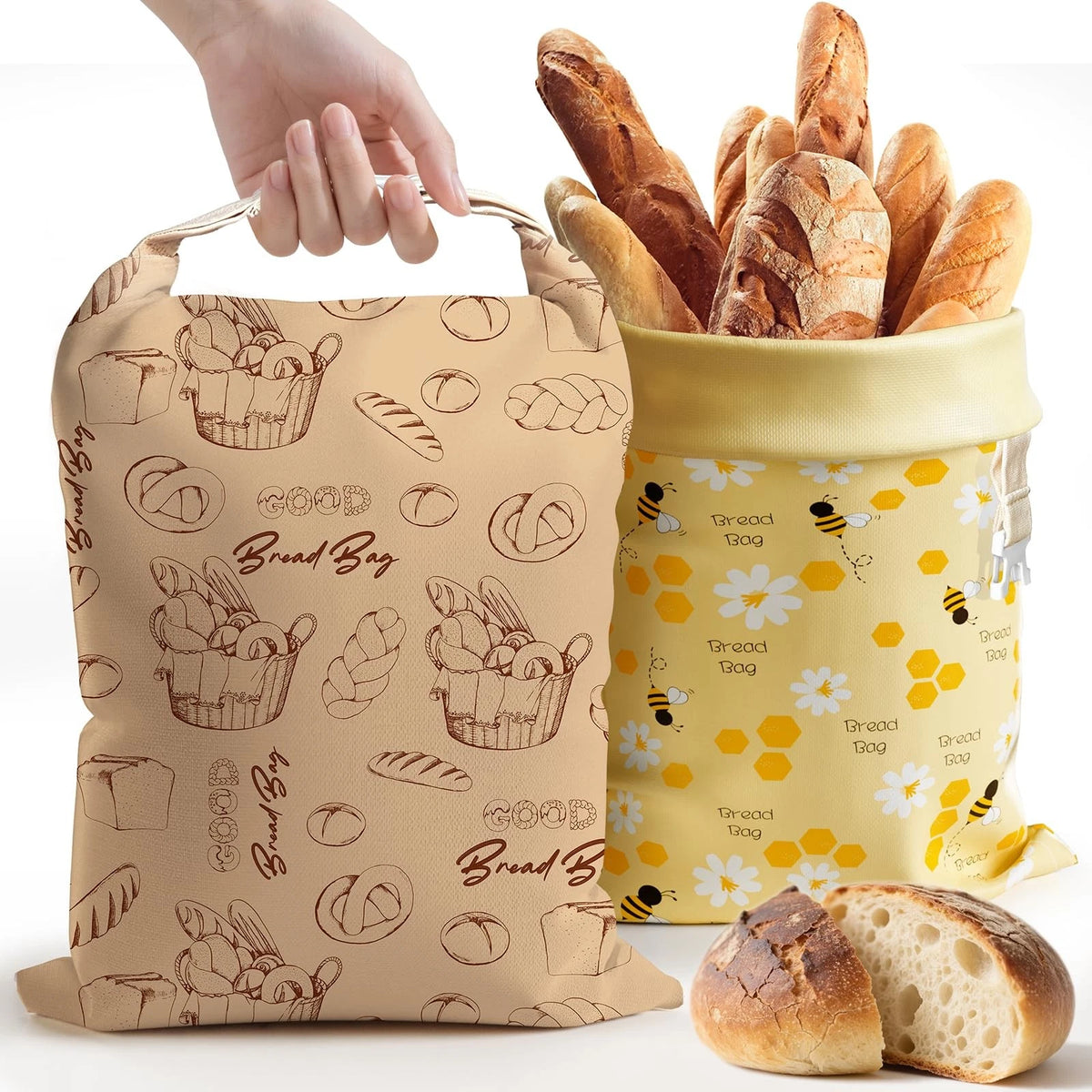 2X Beeswax Bread Bags for Food Storage (XL)