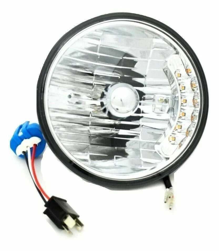 2X 7" Crystal H4 Headlight with 6 LED Amber Turn Signal for #31247