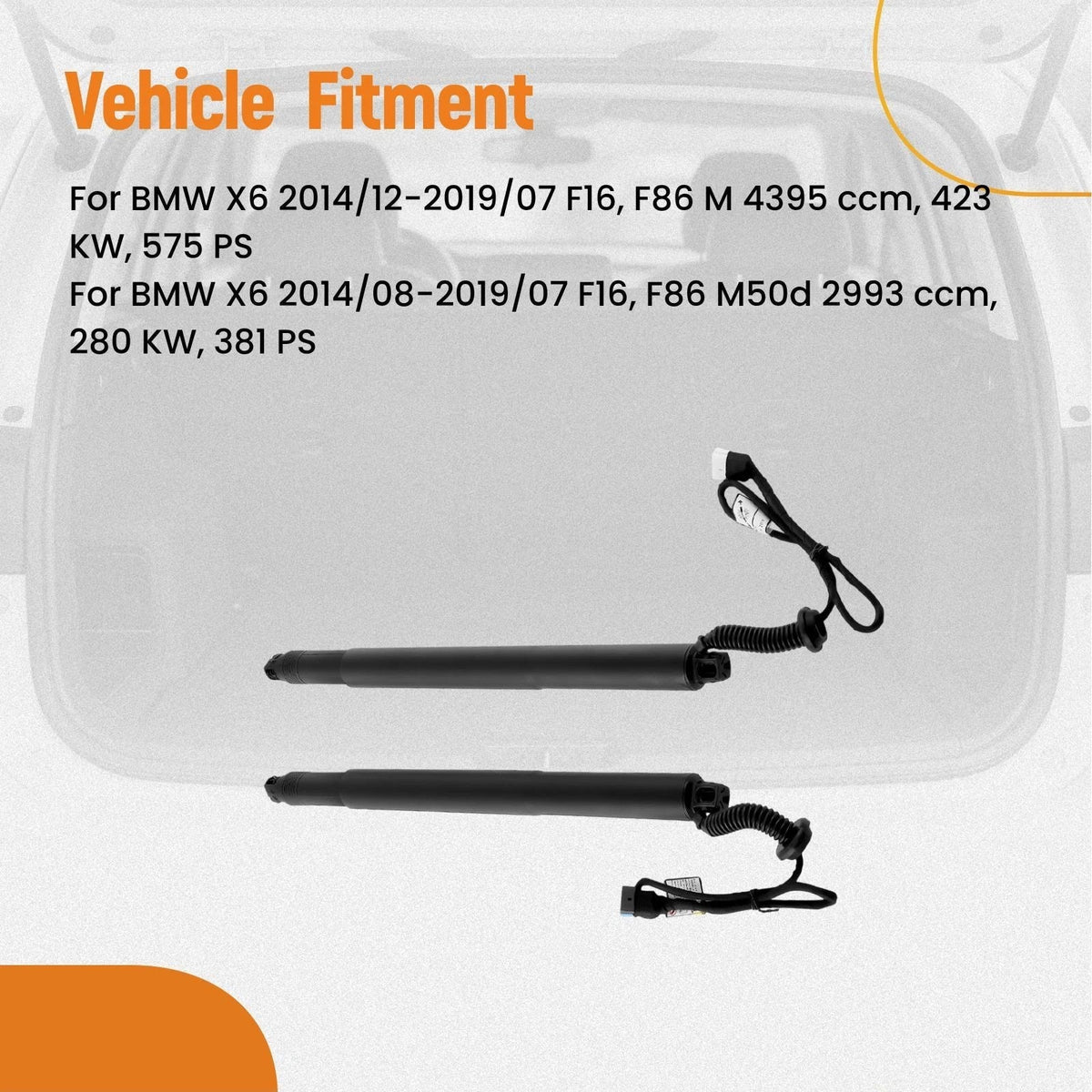 Rear Electric Tailgate Lift Support Struts for BMW X6 F16 F86 (2015–2019) 51247434044