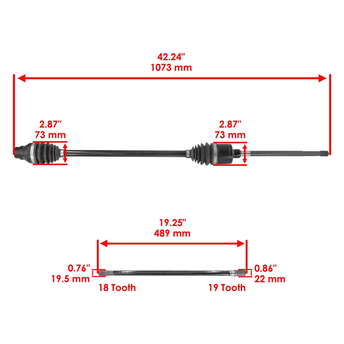 Drive Shaft with Bearings Couplings for John Deere XUV625i XUV825i XUV855D (SH114+DB1012+CO1042)
