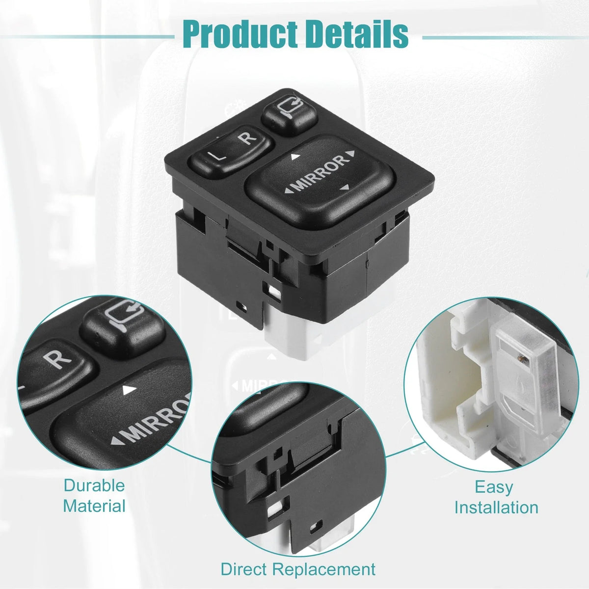 Set of 1 Power Rear View Mirror Switch for Toyota (No. 84872-52040)
