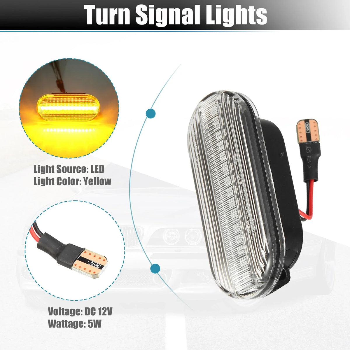 Pair LED Side Marker Turn Signal Lights for Ford (1995–2004) 4M5A13K309AA