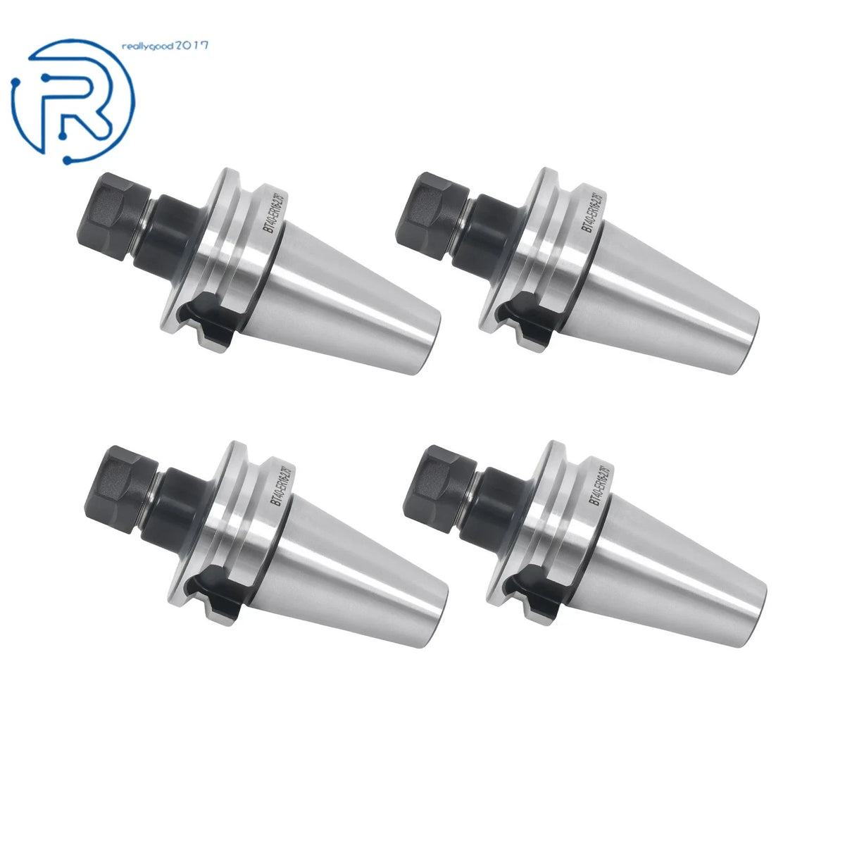 Set of 4 ER16 BT40 Collet Chucks for Tool Holders (M16 Thread, 2.75" GAGE)