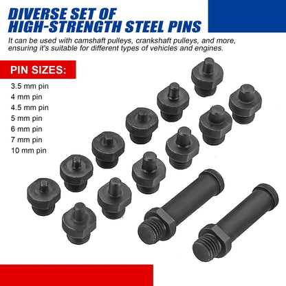 15Pc Adjustable Pin Spanner Wrench Set for Pulley Holder (1.25 to 5 Inch)