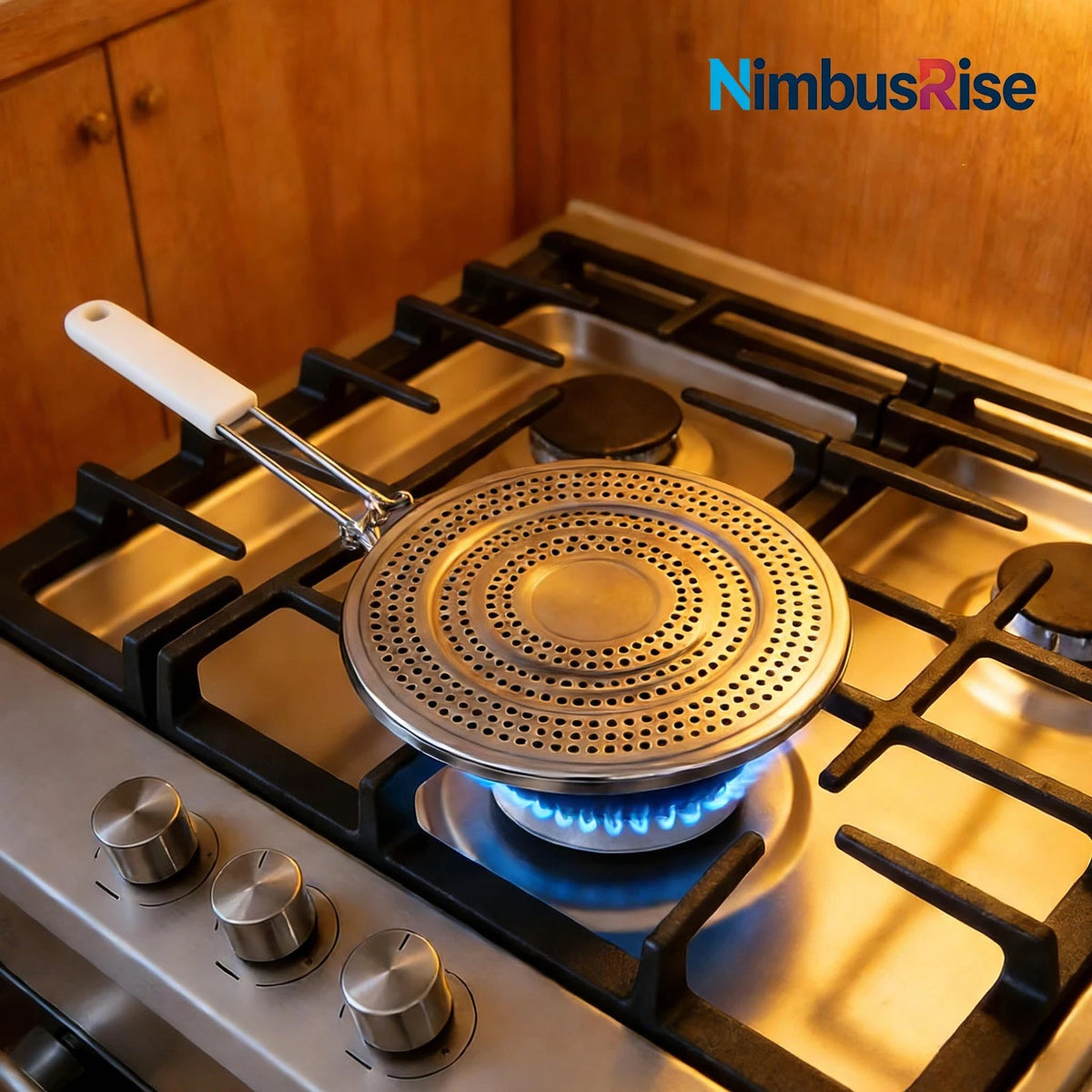 8" Heat Diffuser Plate for Gas Stove, Simmer Ring with Foldable Handle