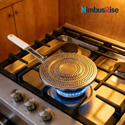 8" Heat Diffuser Plate for Gas Stove, Simmer Ring with Foldable Handle