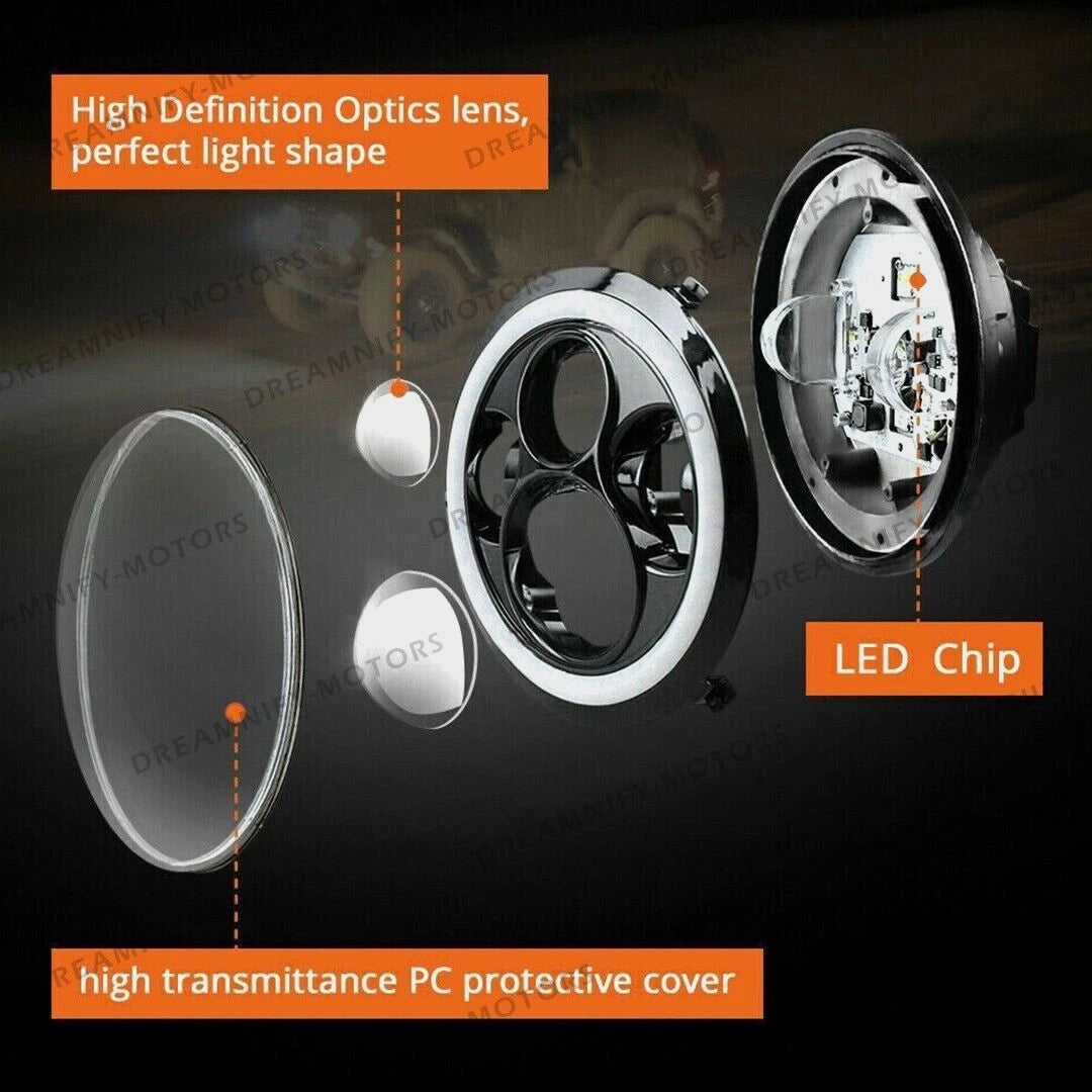7inch LED Headlight Halo Angel Eyes for Mazda Miata MX5 (1990–1997)