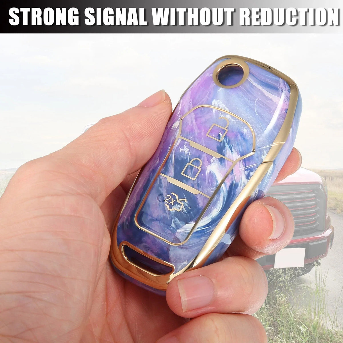 Key Fob Remote Control Cover 3 Button TPU Shell Purple for Ford F150 (2015–2018)