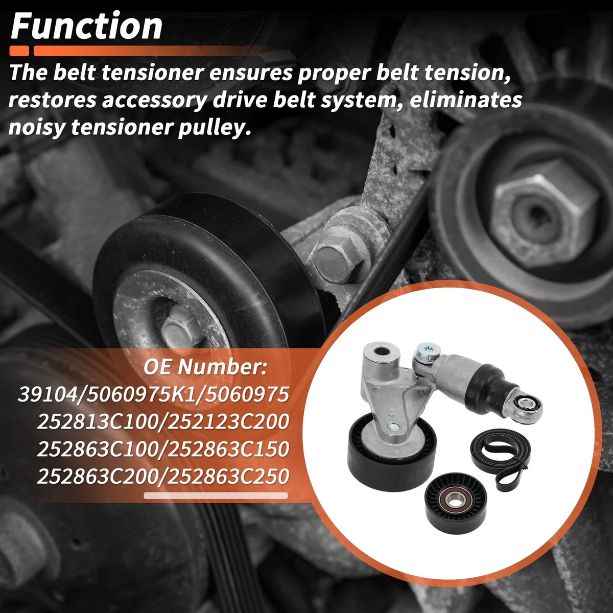 Set of 1 Drive Belt Tensioner Kit for Hyundai Azera (2006–2011) 39104