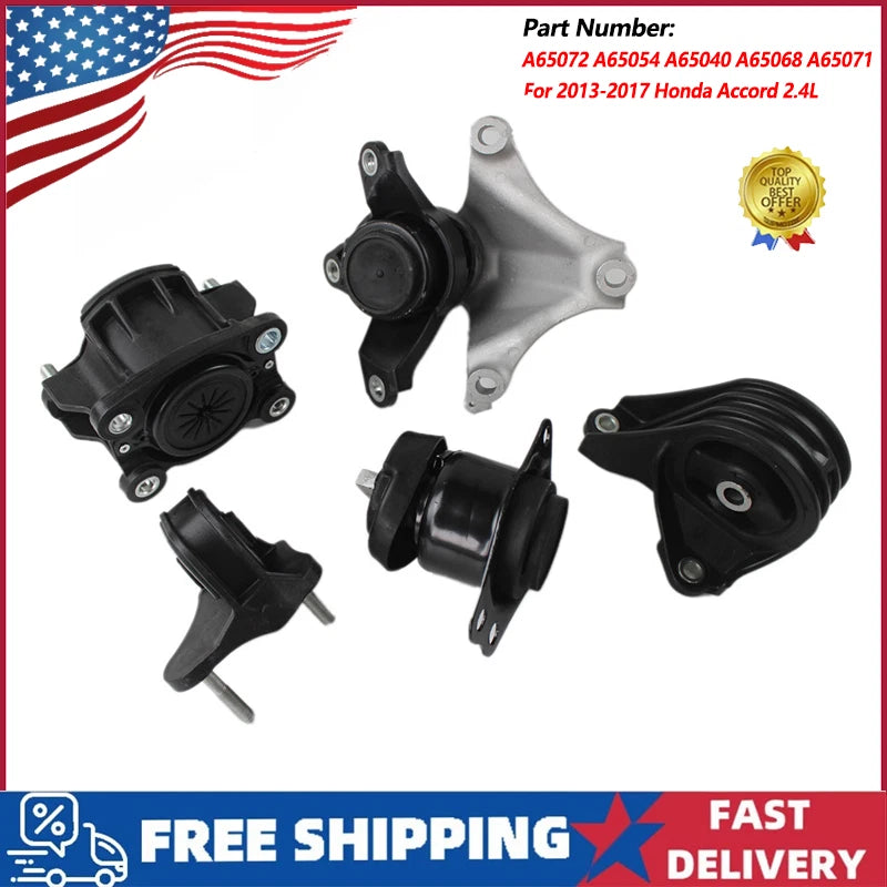 5X Engine Motor Mount Set for Honda Accord (2013–2017) 2.4L AT CVT - 50810T2FA01, 50820T2FA01, 50830T2FA01, 50850T2FA21, 50870T2FA02