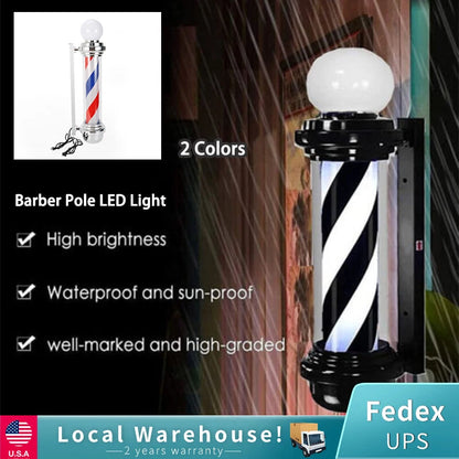 LED Barber Pole Light for Hair Salon Outdoor Sign (Rotating Stripes)