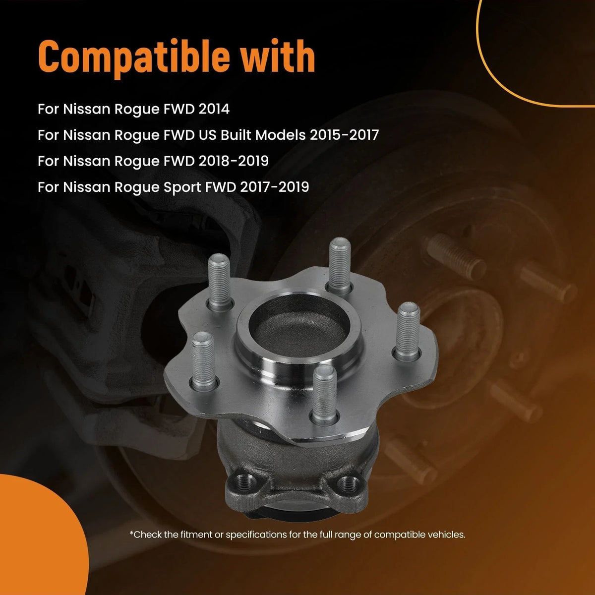 2pc Rear Wheel Hub Bearing for Nissan Rogue FWD (2014–2019) 512534