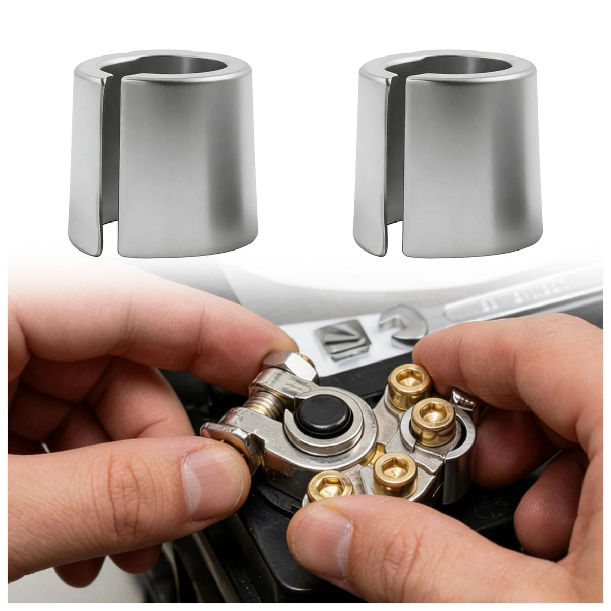 1 Pair of Adjustable Car Battery Terminal Shims (0.65 x 0.60 x 0.57 inch)