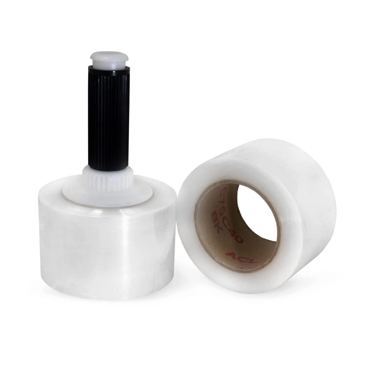 2X 3" x 1000' Stretch Wrap Mini Roll 80 Gauge with Handle