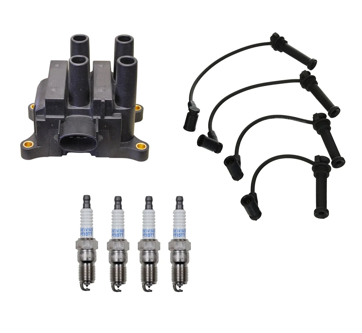 Set of 4 Denso Ignition Coils & Wires for Mazda Ford L4