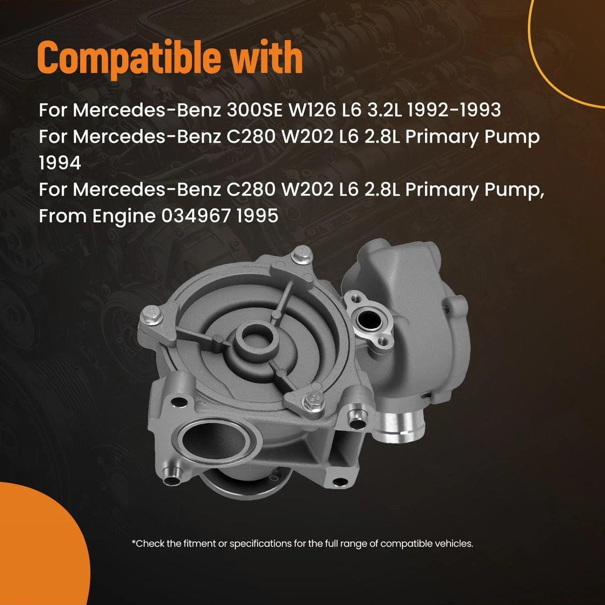 Coolant Water Pump for Mercedes-Benz E320 W210 L6 3.2L (1995–1997) 147-2190