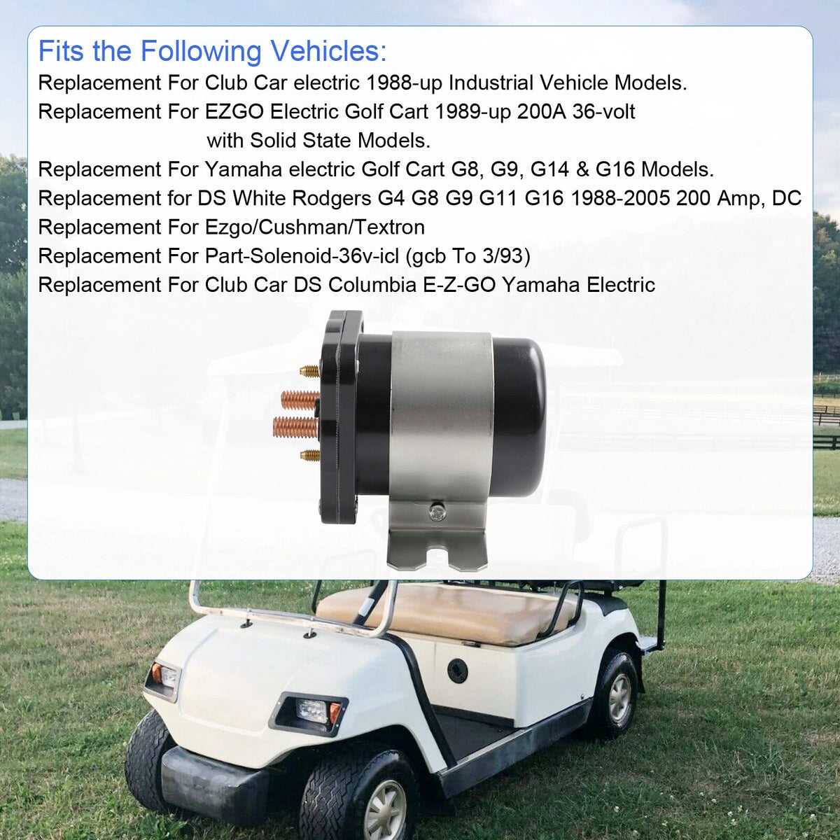 36V Heavy Duty Solenoid for E-Z-GO Electric (1989-UP) 20468-G1 586-117111