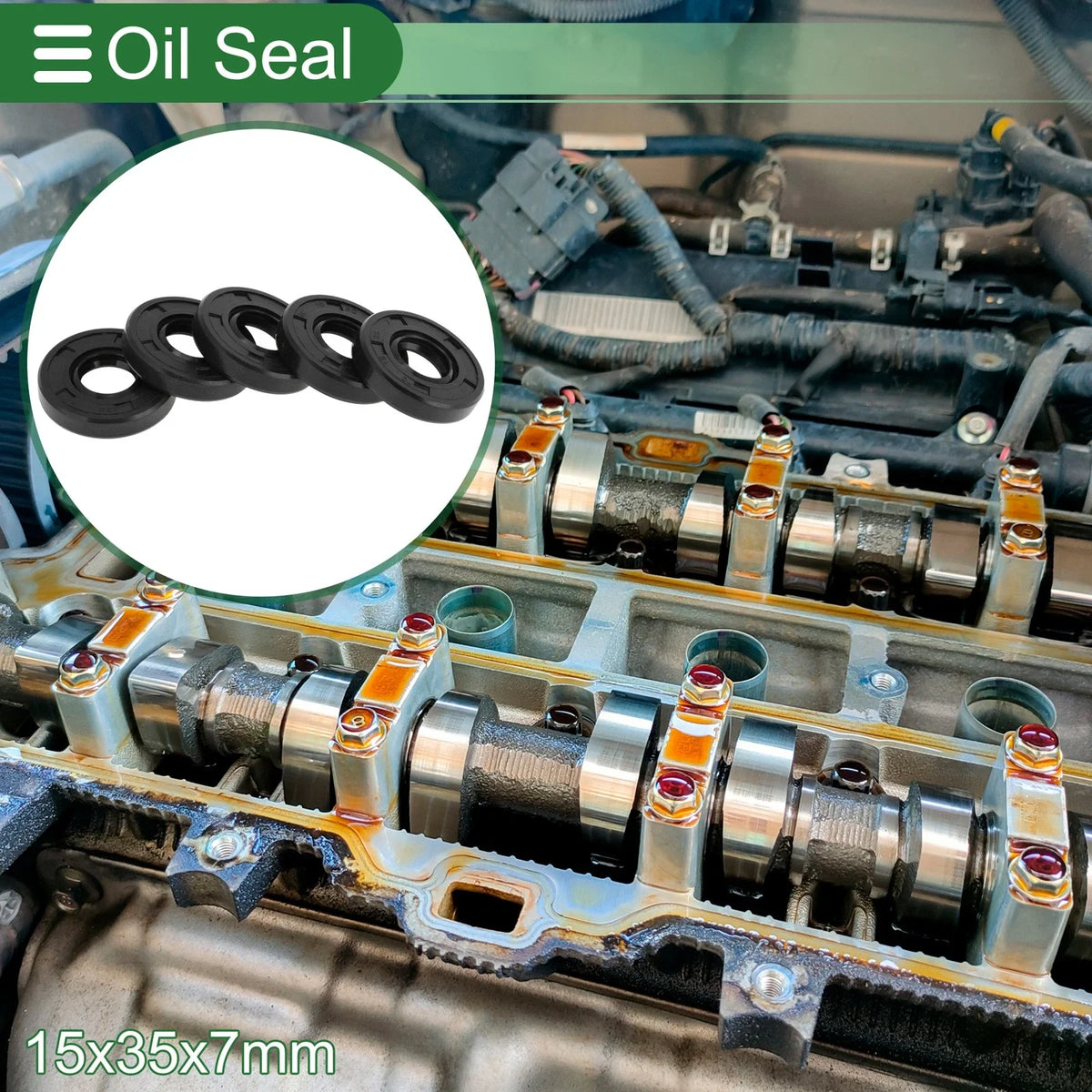 Set of 5 Oil Seal Rotary Shaft Seal NBR Rubber 15x35x7mm