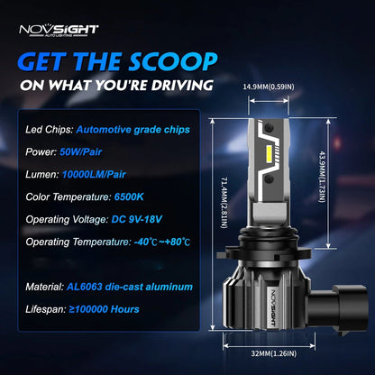2X 9005 HB3 + 9006 HB4 LED Headlight Bulbs Conversion Kit 6500K 10000LM for