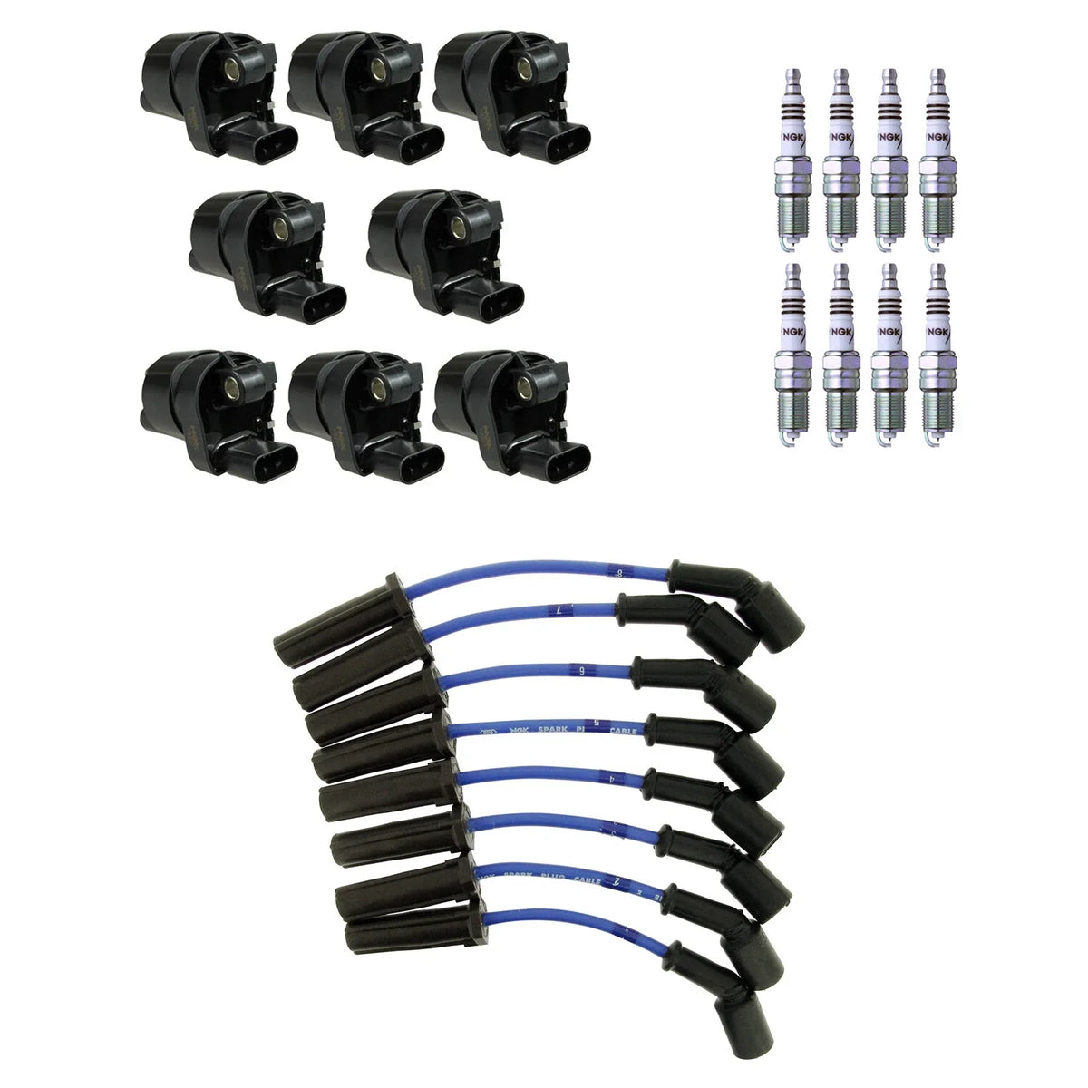 Set of 8 NGK Ignition Coil Wires & Iridium Spark Plugs for Camaro Corvette