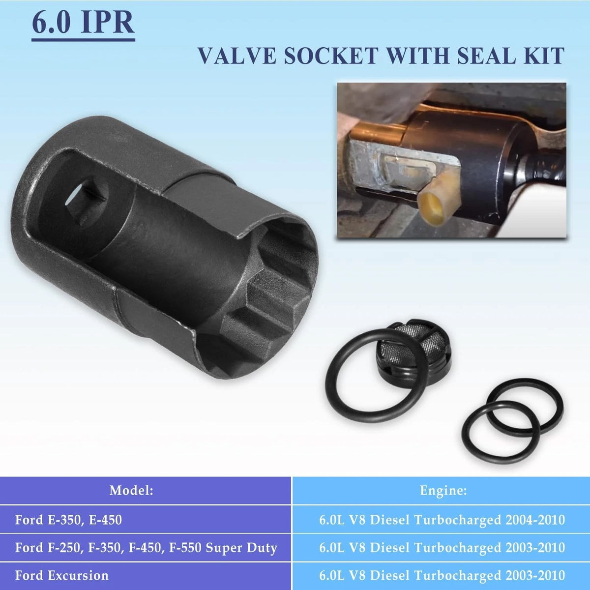 6.0 IPR Valve Socket & Test Fitting Tool Kit for Ford Powerstroke (2003-2010)
