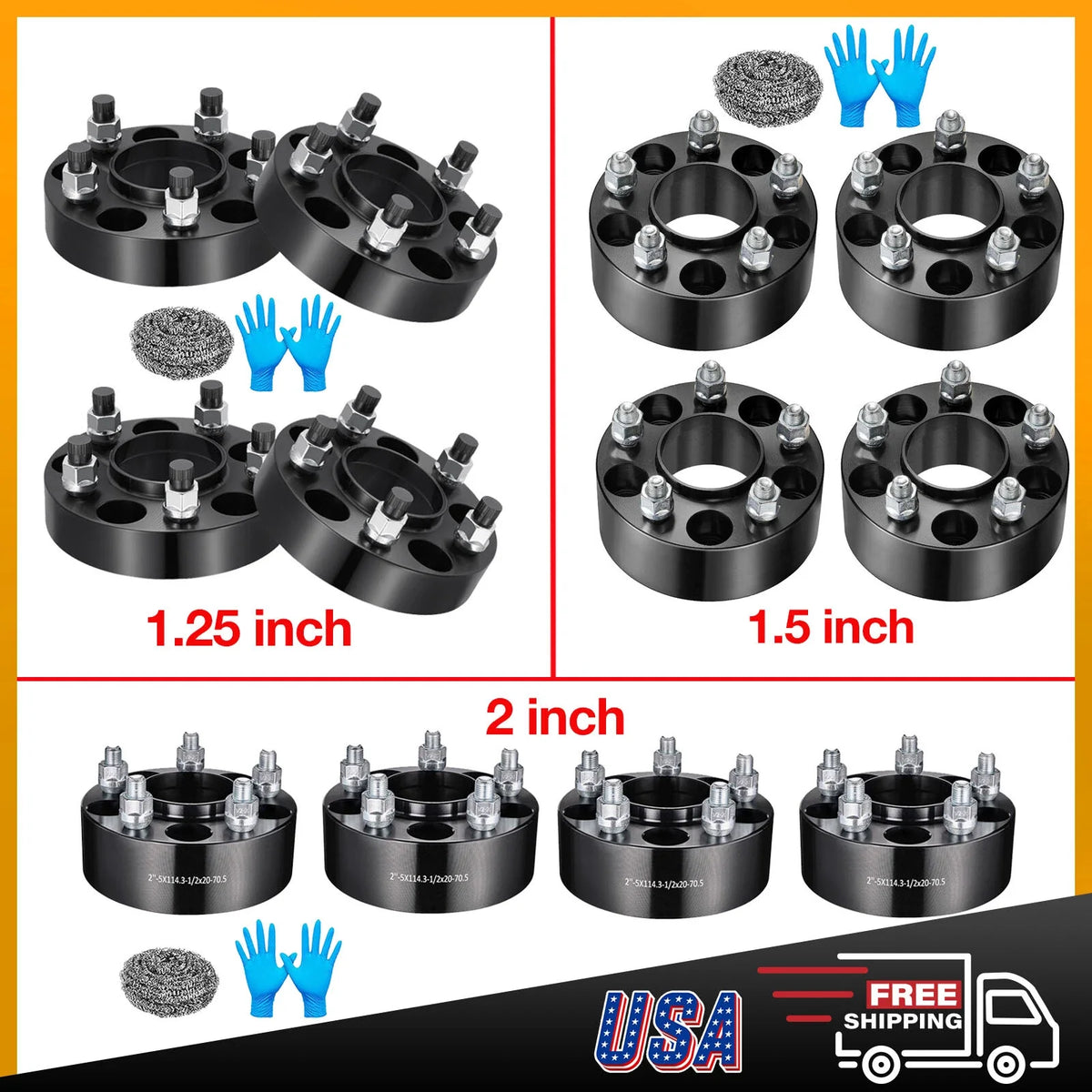 Set of 4 Hubcentric 1.5" 5x4.5 Wheel Spacers for Ford Mustang Ranger Explorer