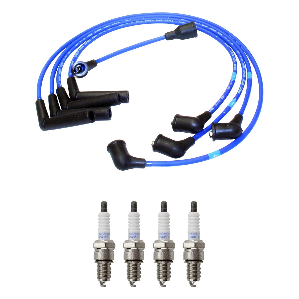 Set of 4 Denso Platinum Spark Plugs & NGK 7mm Wire Set for Colt Ram 50 (1983–1990)