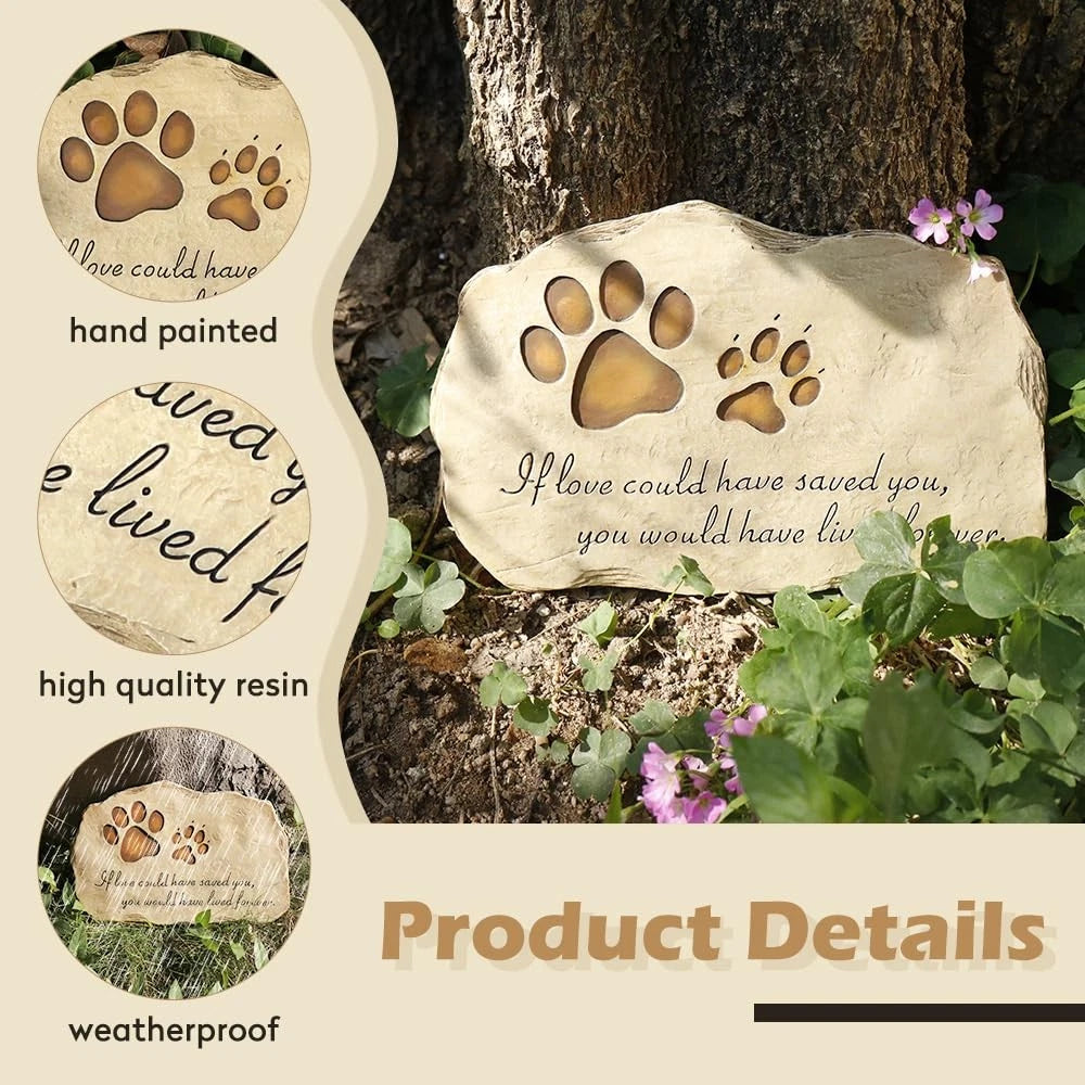 Pet Memorial Stone Grave Marker for Dog or Cat (11x7.5 inches)