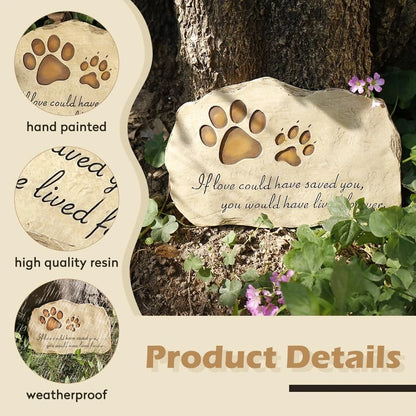 Pet Memorial Stone Grave Marker for Dog or Cat (11x7.5 inches)