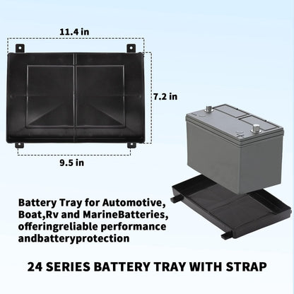 Group 24 Battery Tray for Automotive, Marine, Boat, RV (24 Series)
