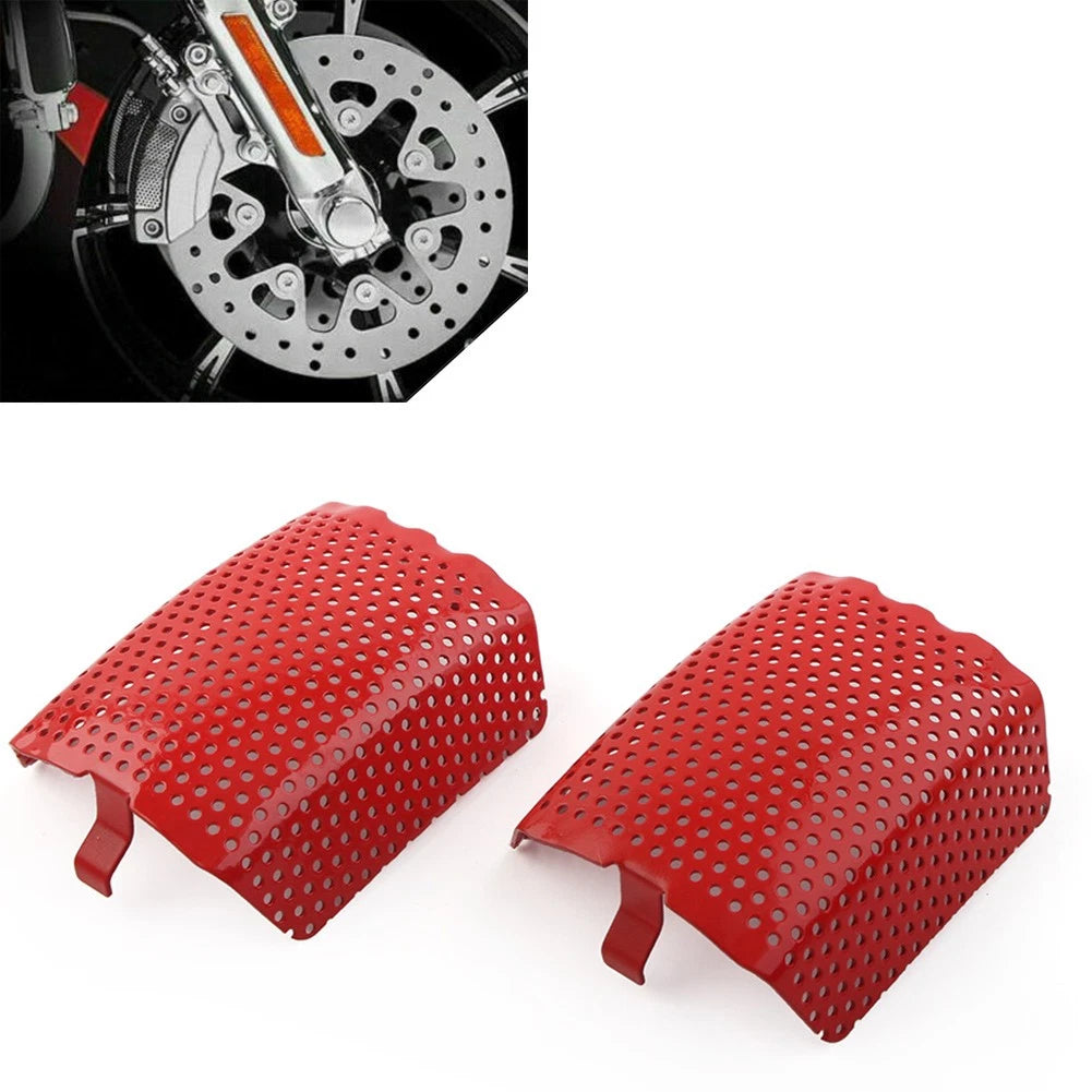 2Pcs Red Steel Front Caliper Screen Inserts for Harley V-Rod & Touring (2006–2019) 42054-05