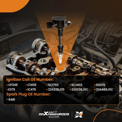 Set of 6 Ignition Coil Pack and Iridium Spark Plugs for Nissan Frontier (2005–2006)