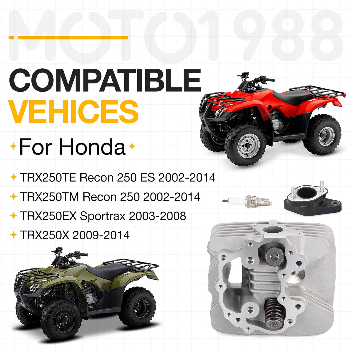 Cylinder Head for Honda Sportrax 250 TRX250EX (2003–2008) 12200-HM8-A40