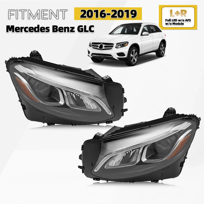 Full LED Headlight Set for Mercedes Benz GLC X253 (2016–2019) Left+Right Pair