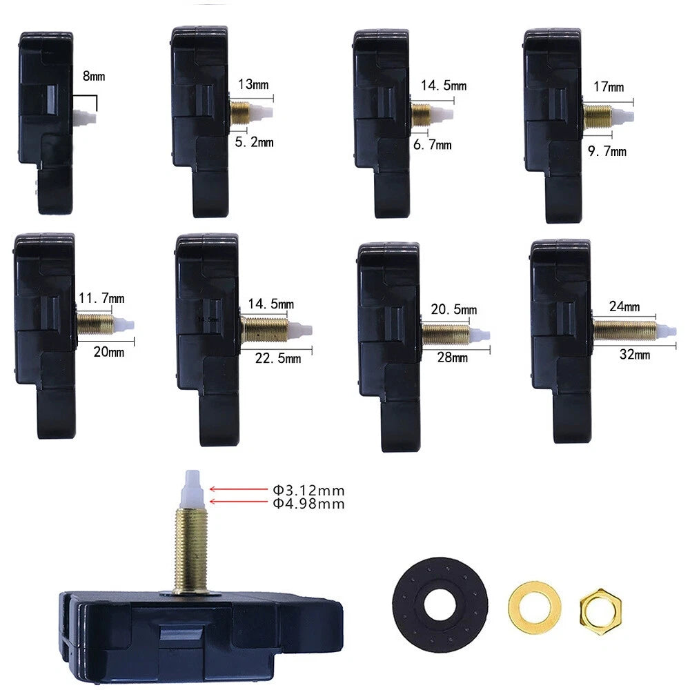 2Pcs Long Shaft Quartz Clock Movement Mechanism Replacement for HR1688