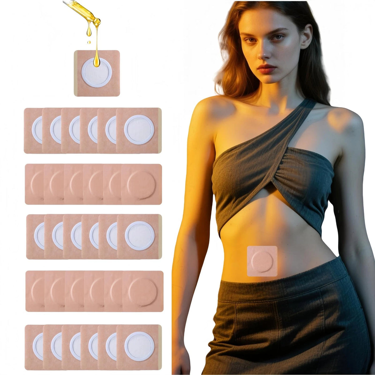 30Pcs Castor Oil Pack Wrap for Skin Color (Cotton Patches)