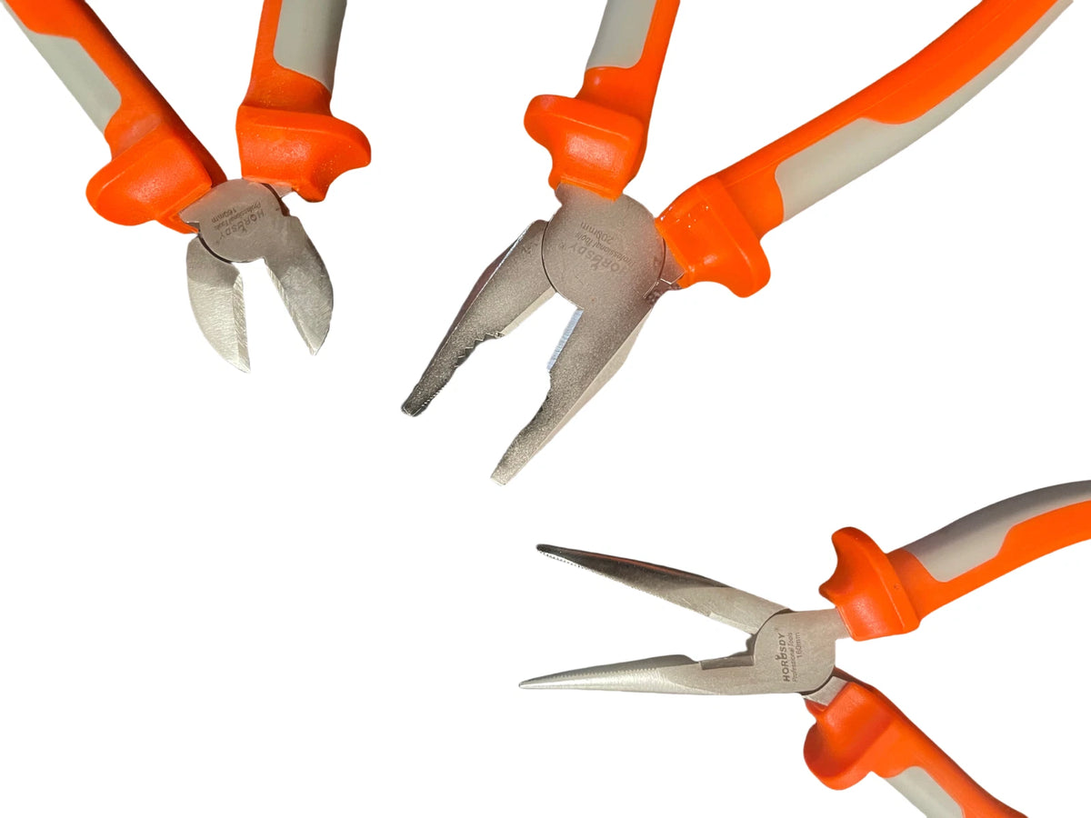 3X Cutting Pliers Set (6" Long Nose, 6" Diagonal, 8" Lineman's)