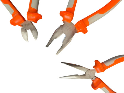 3X Cutting Pliers Set (6" Long Nose, 6" Diagonal, 8" Lineman's)