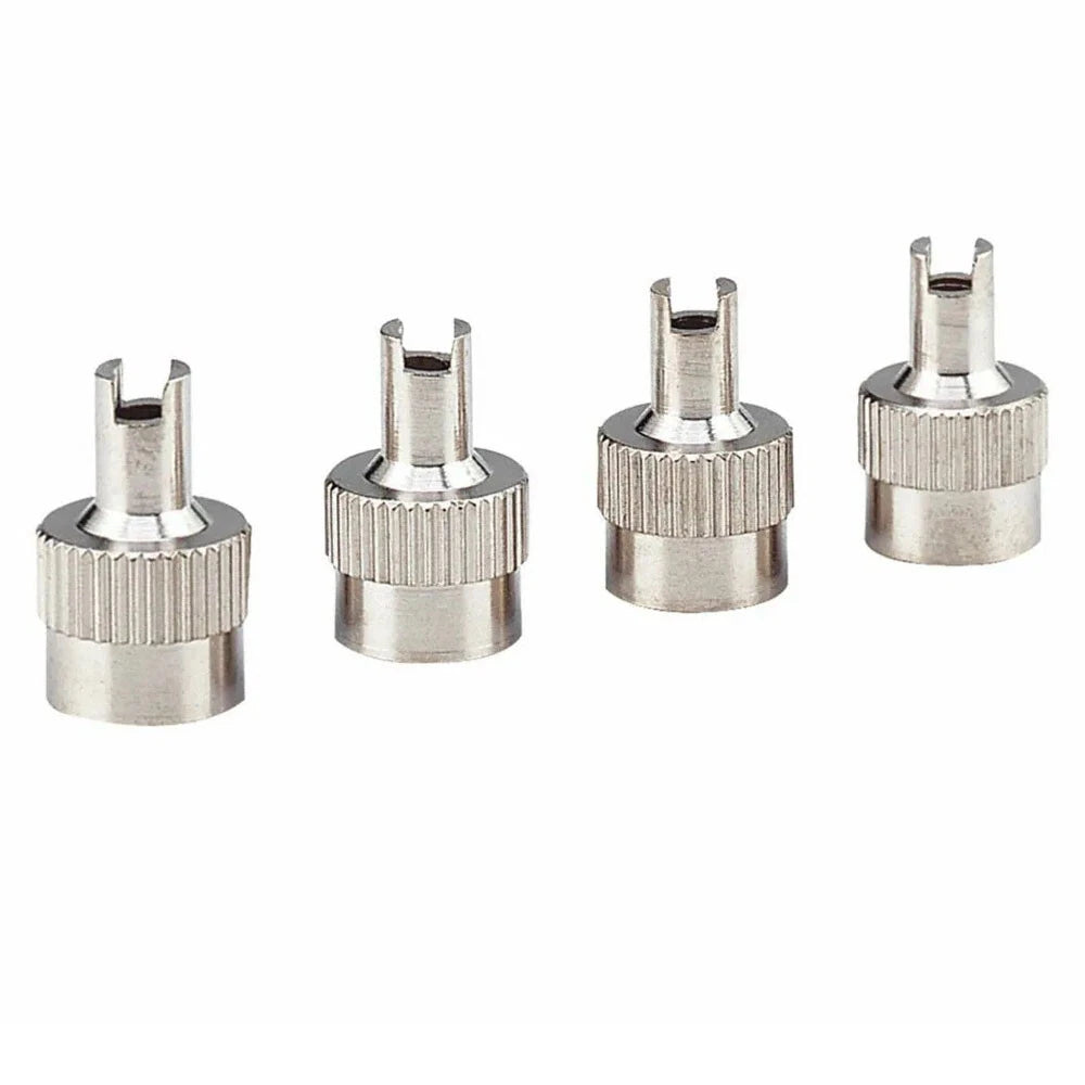 2X Schrader Silver Metal Tire Valve Cap Seal Stem Core Remover Tool